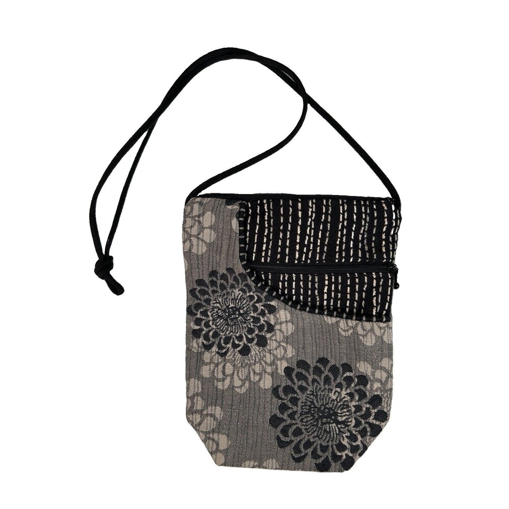 Maruca Sparrow Crossbody gray, & black Chrysanthemum tapestry Small Travel